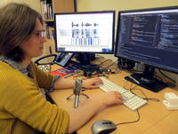 Researcher works on Morsr project in front of the computer monitor